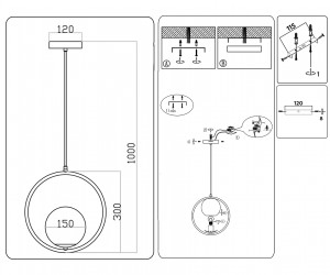 TR2592 BK черный E27 max 60W 300*150*1000