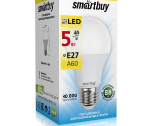 Светодиодная (LED) Лампа Smartbuy-A60-05W/3000/E27(10/50)