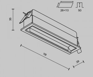 Встраиваемый светильник Technical DL100-6W2.7-3-4K-B