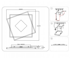 FL4790 WH/WD белый/дерево 77W 3000-6000K 515*515*50 (без ПДУ)