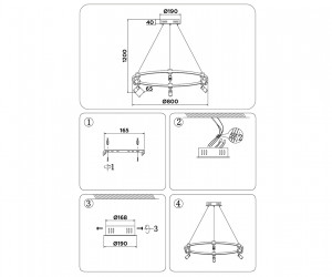 FL5297/1+6 WH белый 74W 3000K/4200K/6400K+4200K D800*1200 (ПДУ ИК)