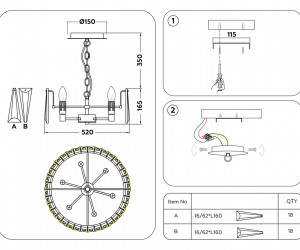 TR5172 GD/CL золото/прозрачный E14/6 max 40W D520*515
