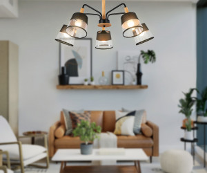 TR4741/5 BK/LW черный/светлое дерево E27/5 max 40W D760*350