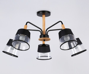 TR4741/5 BK/LW черный/светлое дерево E27/5 max 40W D760*350