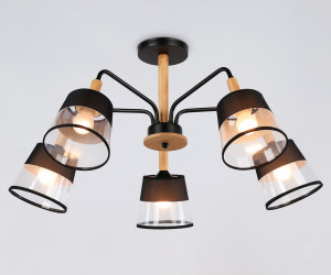 TR4741/5 BK/LW черный/светлое дерево E27/5 max 40W D760*350