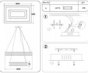TR5005/2 CH/CL хром/прозрачный 90W 3000K/4200K/6400K 600*400*950 (Без ПДУ)