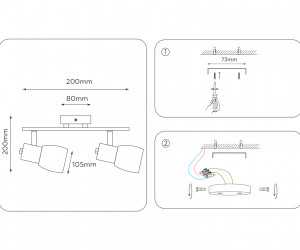 TR3963/2 CH/FR хром/белый матовый E27*2 max 40W 200*105*200