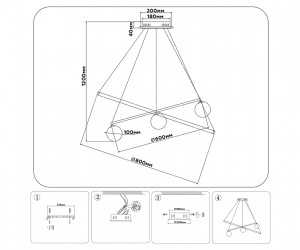 FL66326/1+4 WH белый 92W 3000K-6400K+G9/4 D800/600*1200 (ПДУ ИК)