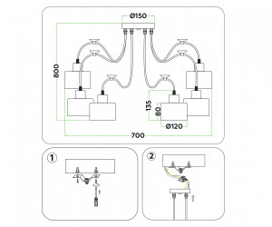 TR8131/6 WH белый E27*6 max 40W D700*800