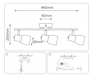 TR3965/3 CH/FR хром/белый матовый E27*3 max 40W 460*82*200