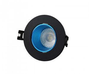 DK3061-BK+СY Встраиваемый светильник, IP 20, 10 Вт, GU5.3, LED, черный/голубой, пластик