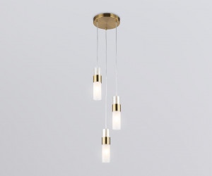 LH55112/3 BS/FR/TI латунь/белый матовый/янтарь E14*3 max 40W D220*1200