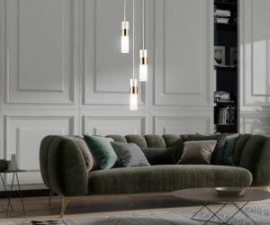 LH55112/3 BS/FR/TI латунь/белый матовый/янтарь E14*3 max 40W D220*1200