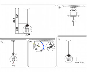 TR3602 GD/CL золото/прозрачный E27 max 40W D200*1000