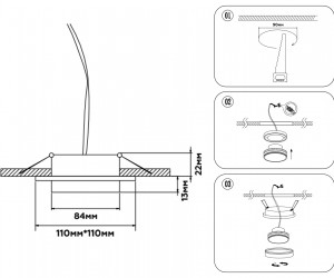 TN5232 BK/GD черный/золото GX53 max 12W 110*110*35