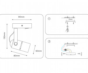 TA100 WH белый GU10 D80*130*D60