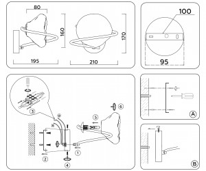 LH15005 BK/SM черный/дымчатый G9 max 40W 195*210*170