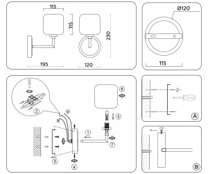 LH53021 BS/FR латунь/белый матовый G9 max 40W 195*120*230