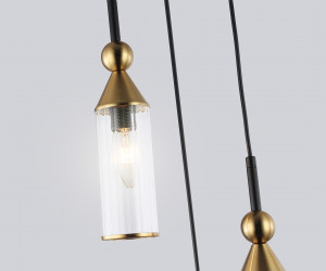 LH55252/3 BK/BS/CL черный/латунь/прозрачный E14*3 max 40W D230*1200