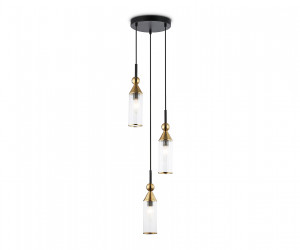 LH55252/3 BK/BS/CL черный/латунь/прозрачный E14*3 max 40W D230*1200