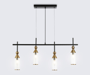 LH55254/4 BK/BS/CL черный/латунь/прозрачный E14*4 max 40W 845*65*1150