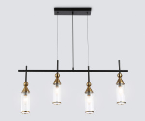 LH55254/4 BK/BS/CL черный/латунь/прозрачный E14*4 max 40W 845*65*1150