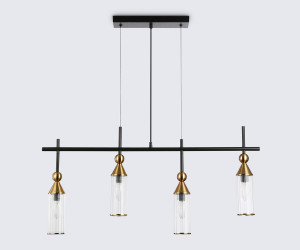 LH55254/4 BK/BS/CL черный/латунь/прозрачный E14*4 max 40W 845*65*1150