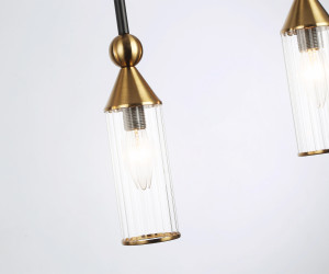 LH55254/4 BK/BS/CL черный/латунь/прозрачный E14*4 max 40W 845*65*1150