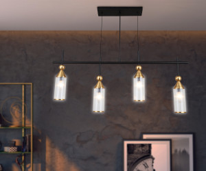 LH55254/4 BK/BS/CL черный/латунь/прозрачный E14*4 max 40W 845*65*1150