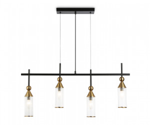 LH55254/4 BK/BS/CL черный/латунь/прозрачный E14*4 max 40W 845*65*1150