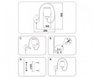 TR3134 BK/CH черный/хром E27 max 40W 320*100*230