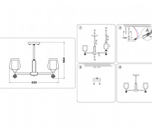 TR3154/5 GD/CL золото/прозрачный E27/5 max 40W D630*460