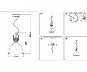 TR3526 SB/TI бронза/янтарь E27 max 40W D220*1000