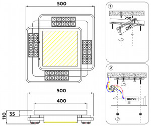 FA144 WH белый 96W 500*500*110 (ПДУ РАДИО 2.4)