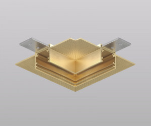 Угловой элемент трека SHINE HIDE для ГКЛ 12,5 мм, 90&deg;, потолок&ndash;потолок, сатинированная латунь, алюминий