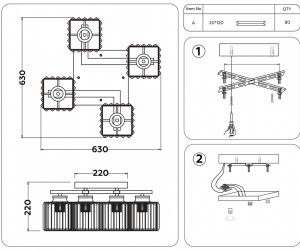 TR5213/4 CH/CL хром/прозрачный E27/4 max 40W 630*630*220