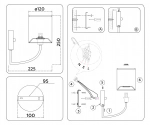 LH71275 BS/DB латунь/темно синийE14 max 40W 225*120*250