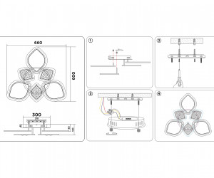 FA282/3+3 WH белый 116W 660*600*120 (ПДУ РАДИО 2.4G)