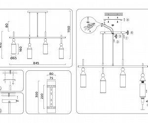 LH55274/4 BS/FR латунь/белый матовый E14*4 max 40W 845*65*1150