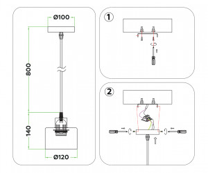 TR8113 BK/BS черный/латунь E27 max 40W D120*940