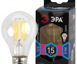 Лампа светодиодная  ЭРА F-LED A60-15W-840-E27  ЭРА (филамент, груша, 15Вт, нейтр, Е27)