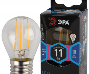 Лампа светодиодная  ЭРА F-LED P45-11w-840-E27  ЭРА (филамент, шар, 11Вт, нейтр, E27)