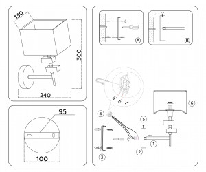 LH71325 SN/WH никель/белый E14 max 40W 240*130*300