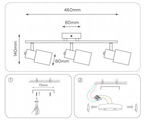 TR3972/3 BS/FR латунь/белый матовый E27*3 max 40W 460*80*140