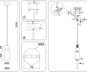 LH56122 BS/FR латунь/белый матовый E14 max 40W D65*1500