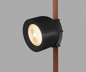 DK5541-BK Поворотный светильник для трека-ремня Belty, серия Spot, со светодиодом, D100*H107мм, 48V DC, 12W, RA90, 38°, 3000K, IP20, черный, алюминий