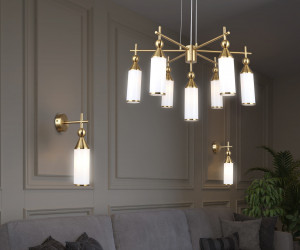 LH55280 BS/FR латунь/белый матовый E14 max 40W 140*80*310