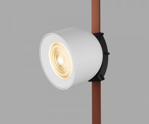 DK5541-WH+BK Поворотный светильник для трека-ремня Belty, серия Spot, со светодиодом, D100*H107мм, 48V DC, 12W, RA90, 38°, 3000K, IP20, белый с черным, алюминий