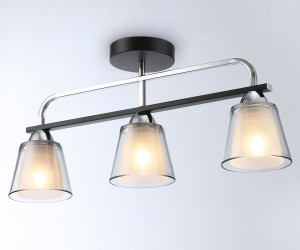 TR303235/3 BK/CH/SM/FR черный/хром/дымчатый/белый матовый E27*3 max 60W 550*120*250