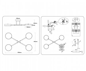 FL516332/4 BK/FGD черный/золото 72W 3000-6000K 610*410*140 (без ПДУ)
